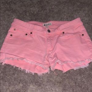 Roxy Shorts - Roxy cutoff Jean shorts! Gorgeous color coral Roxy Shorts - Roxy cutoff Jean shorts! Gorgeous color coral